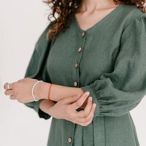 Puff sleeve prairie dress - cottagecore dress - Victorian dress - LIANA Linen Dr